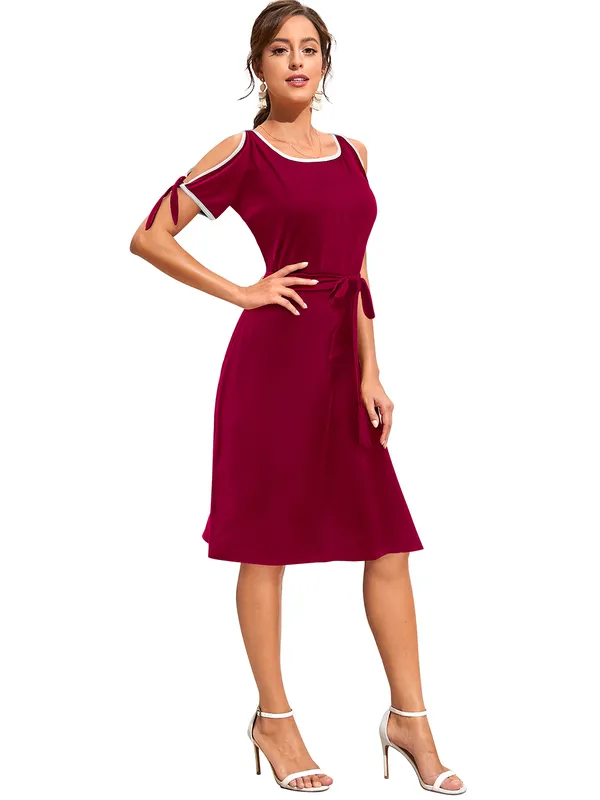 Peach__Stretchable_Knitting_Dress_for_Women