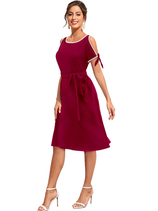 Peach__Stretchable_Knitting_Dress_for_Women