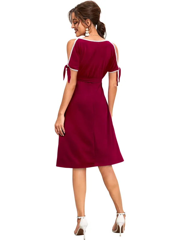 Peach__Stretchable_Knitting_Dress_for_Women