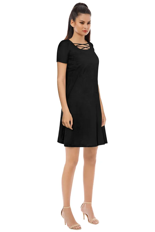 Black_Polyster_Knitting_Dress_for_Women