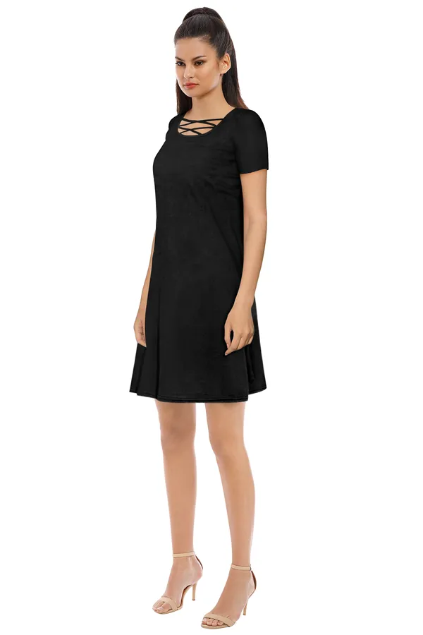 Black_Polyster_Knitting_Dress_for_Women