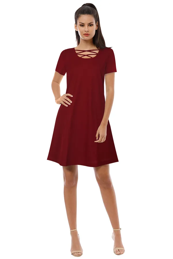 Maroon_Polyster_Knitting_Dress_for_Women