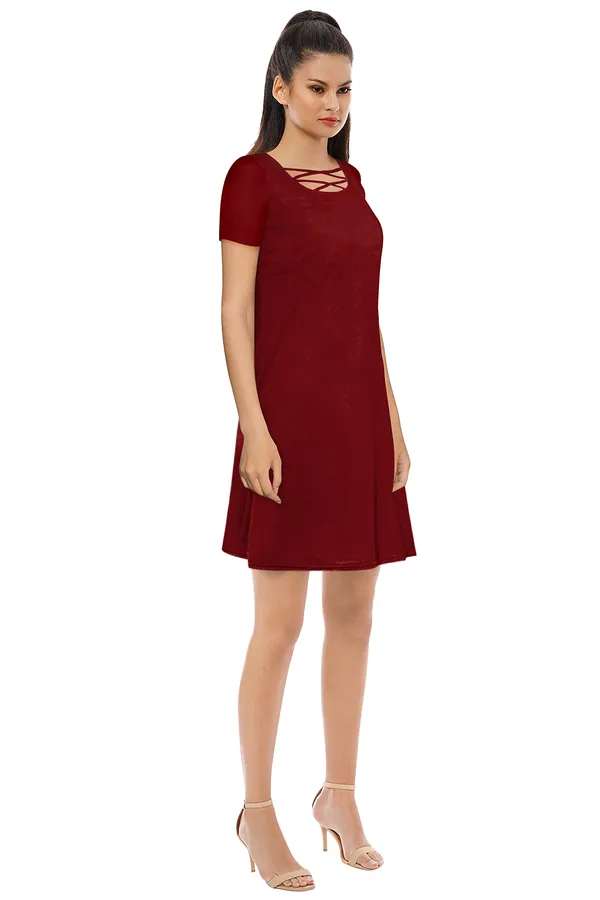 Maroon_Polyster_Knitting_Dress_for_Women