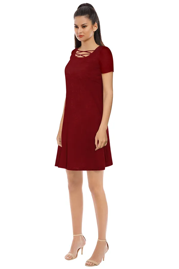 Maroon_Polyster_Knitting_Dress_for_Women