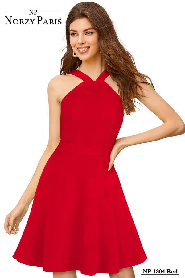 Red___Stretchable_Knitting_Dress_for_Women
