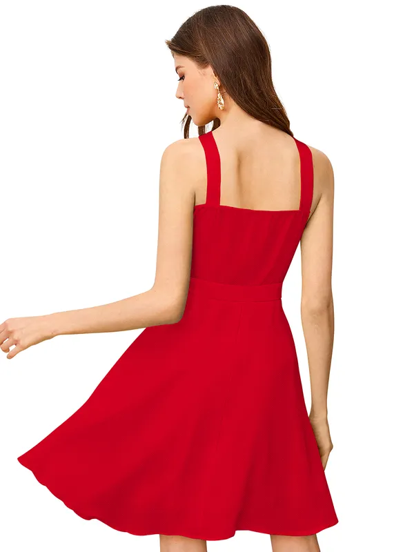 Red___Stretchable_Knitting_Dress_for_Women