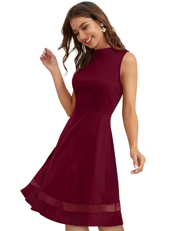Maroon___Stretchable_Knitting_Dress_for_Women
