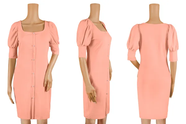 Peach___Stretchable_Knitting_Dress_for_Women