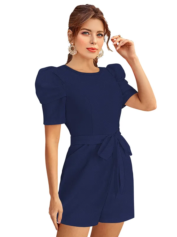 Blue__Stretchable_Knitting_Dress_for_Women