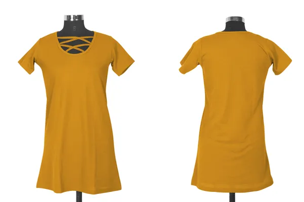 Yellow_Polyster_Knitting_Dress_for_Women
