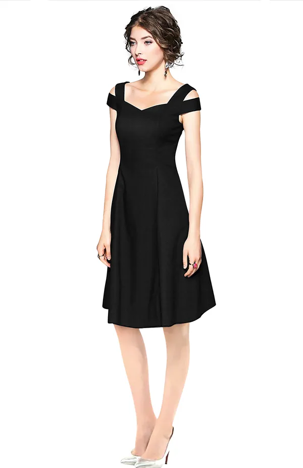 Black_Polyster_Knitting_Dress_for_Women