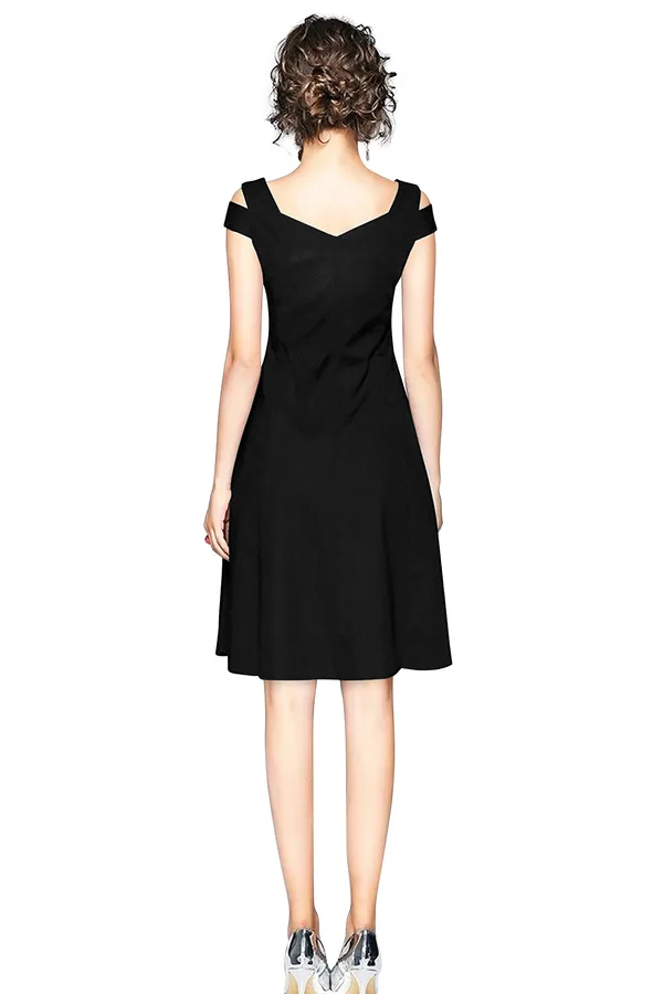 Black_Polyster_Knitting_Dress_for_Women