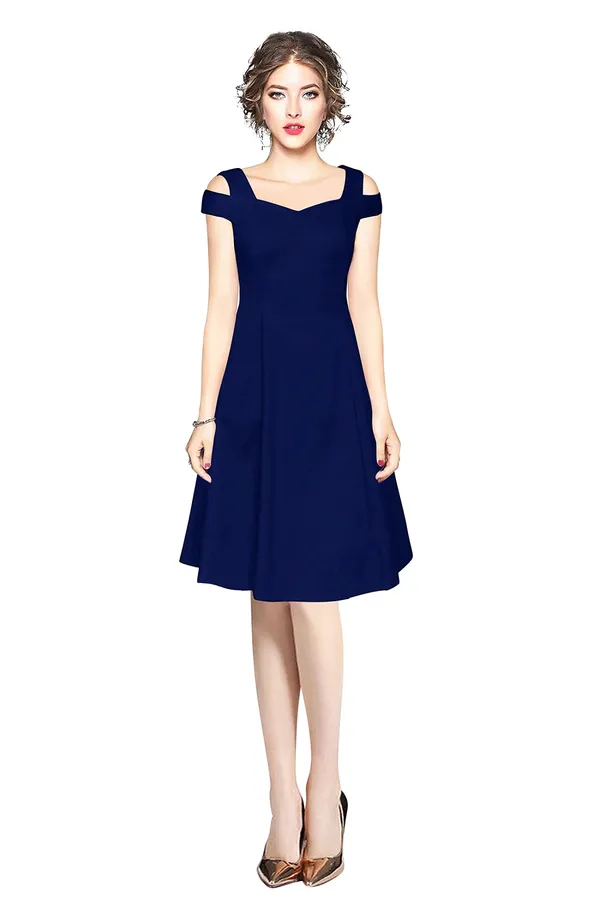 Blue_Polyster_Knitting_Dress_for_Women