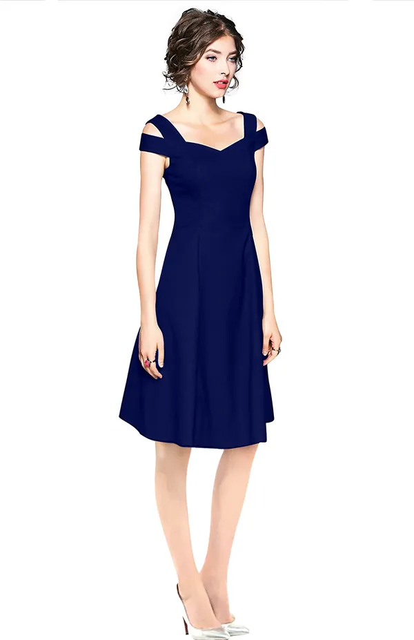Blue_Polyster_Knitting_Dress_for_Women