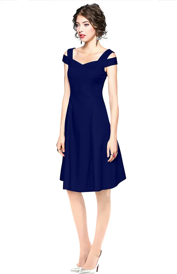 Blue_Polyster_Knitting_Dress_for_Women