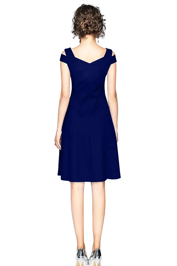 Blue_Polyster_Knitting_Dress_for_Women