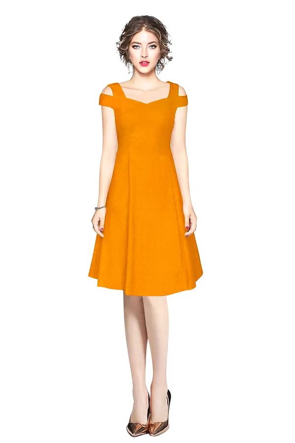 Yellow_Polyster_Knitting_Dress_for_Women