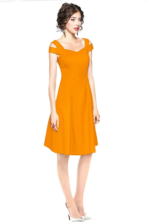 Yellow_Polyster_Knitting_Dress_for_Women