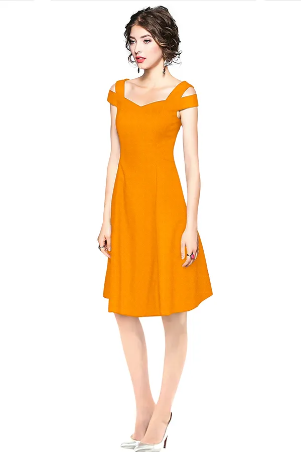 Yellow_Polyster_Knitting_Dress_for_Women