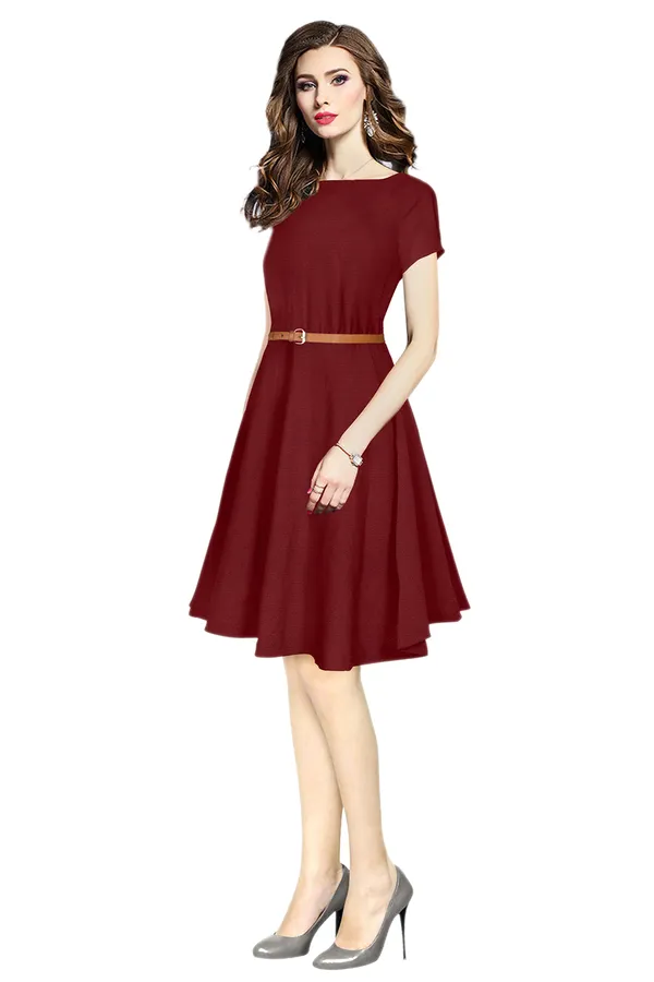 Maroon_Polyster_Knitting_Dress_for_Women