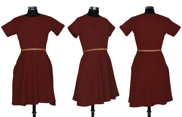 Maroon_Polyster_Knitting_Dress_for_Women