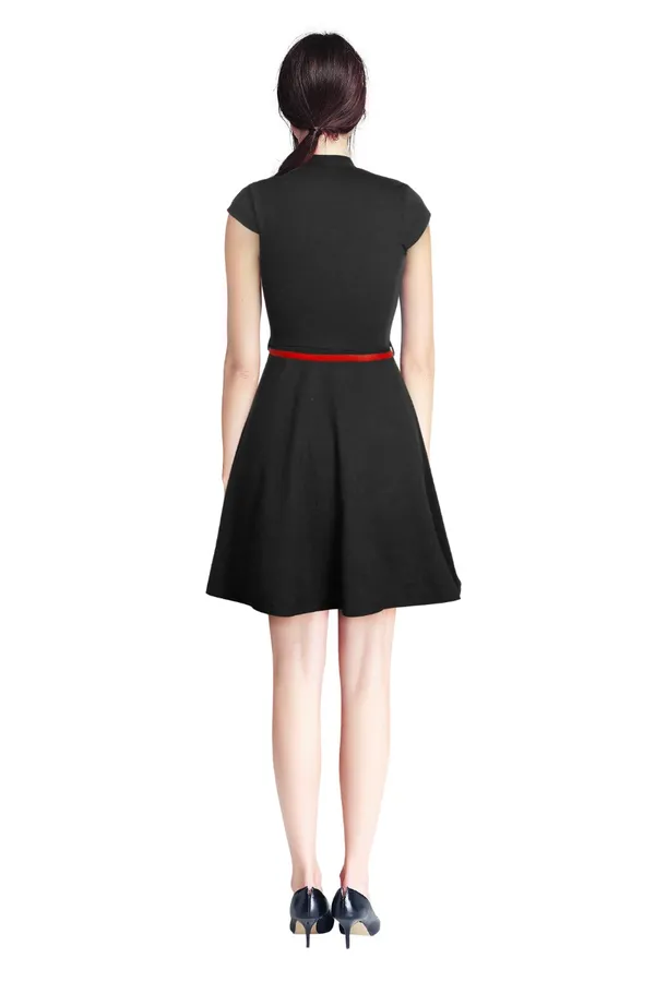 Black_Polyster_Knitting_Dress_for_Women