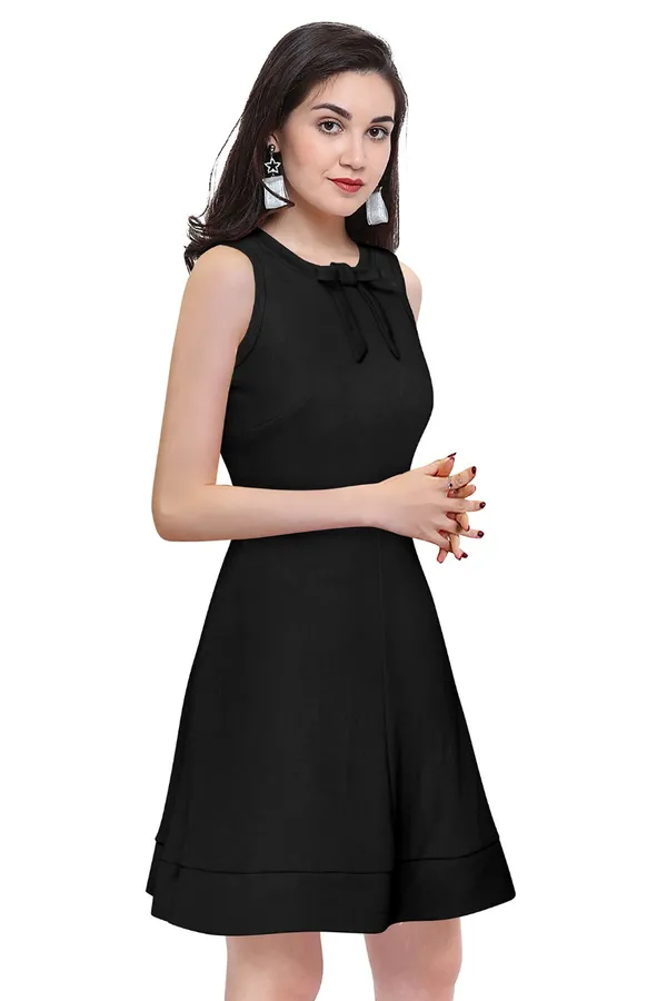 Black_Polyster_Knitting_Dress_for_Women