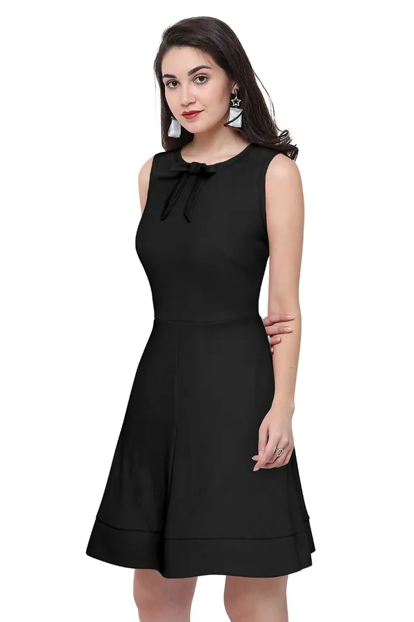 Black_Polyster_Knitting_Dress_for_Women