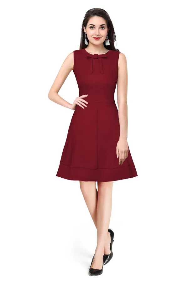 Maroon_Polyster_Knitting_Dress_for_Women