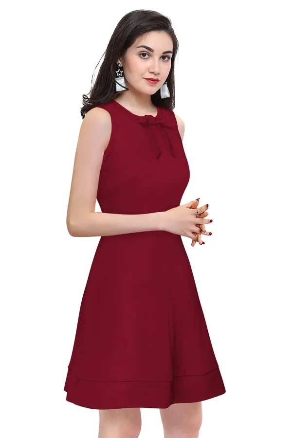Maroon_Polyster_Knitting_Dress_for_Women