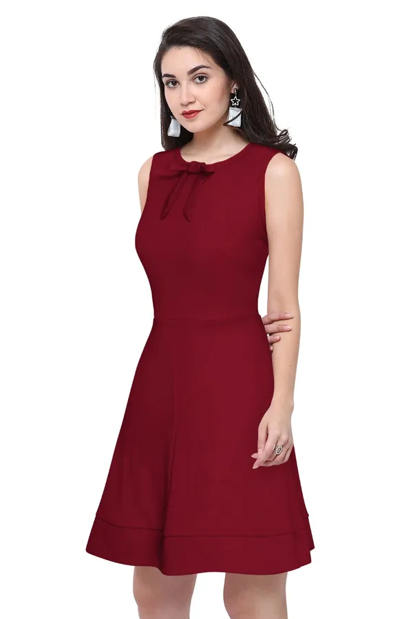 Maroon_Polyster_Knitting_Dress_for_Women