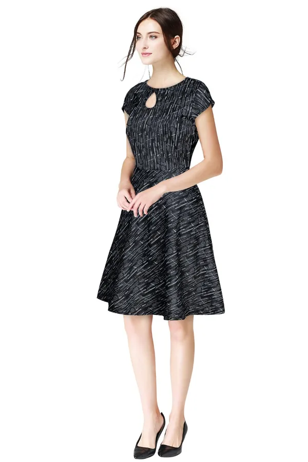 Black_Polyster_Knitting_Dress_for_Women