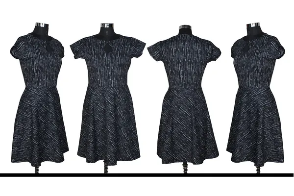 Black_Polyster_Knitting_Dress_for_Women