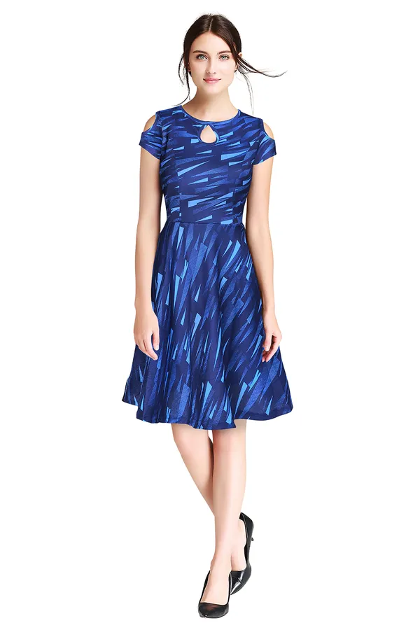 Blue_Polyster_Knitting_Dress_for_Women