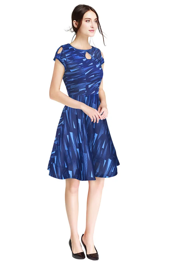 Blue_Polyster_Knitting_Dress_for_Women