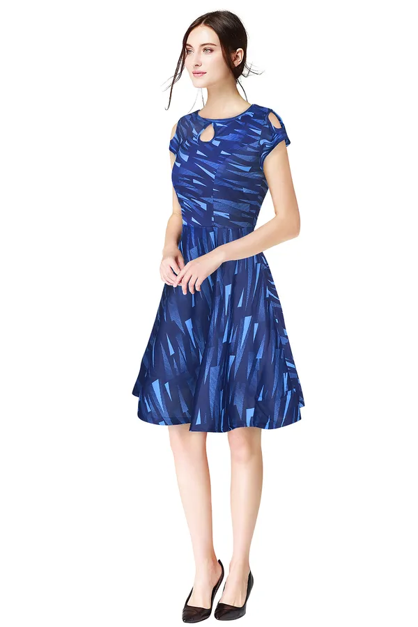 Blue_Polyster_Knitting_Dress_for_Women