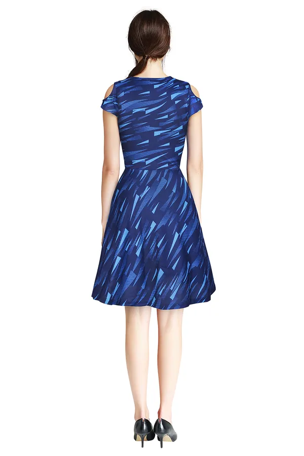 Blue_Polyster_Knitting_Dress_for_Women