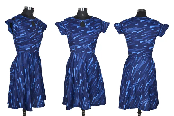 Blue_Polyster_Knitting_Dress_for_Women