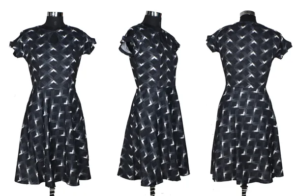 Black_Polyster_Knitting_Dress_for_Women