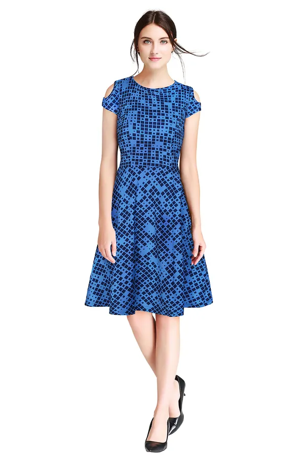 Blue_Polyster_Knitting_Dress_for_Women
