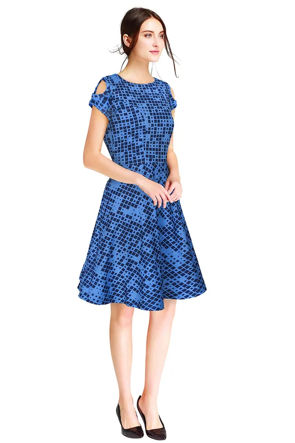 Blue_Polyster_Knitting_Dress_for_Women