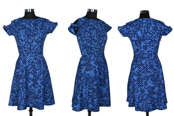 Blue_Polyster_Knitting_Dress_for_Women