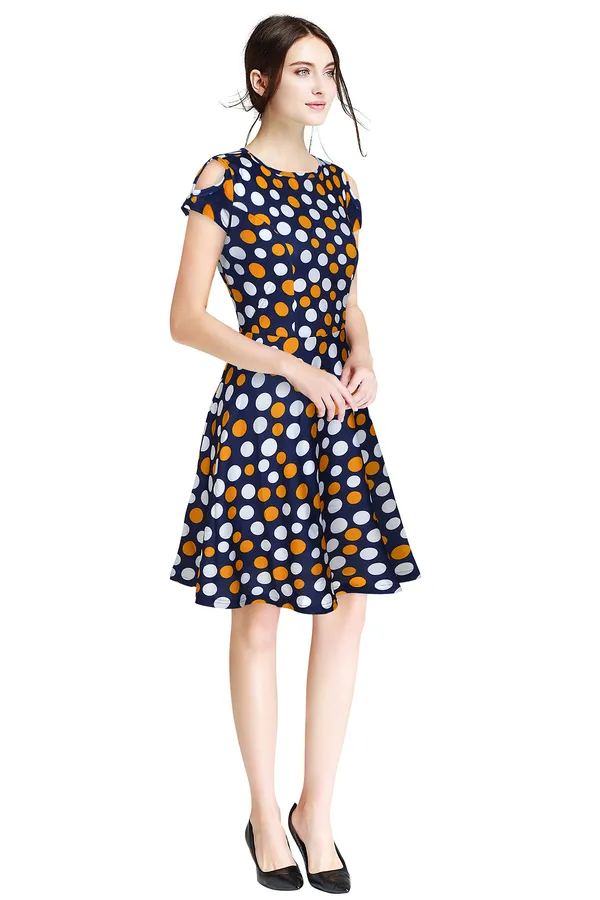 Yellow_Polyster_Knitting_Dress_for_Women