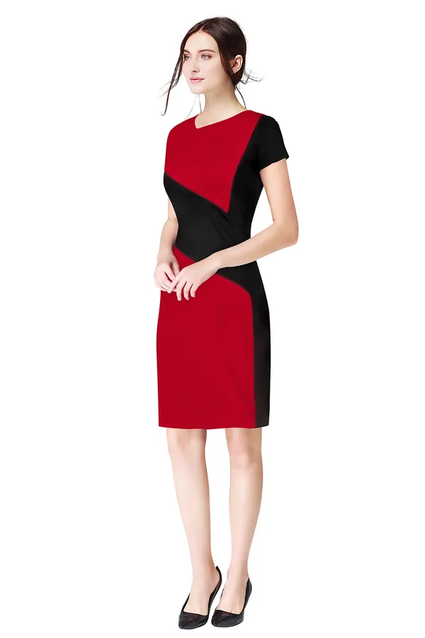 Red___Stretchable_Knitting_Dress_for_Women