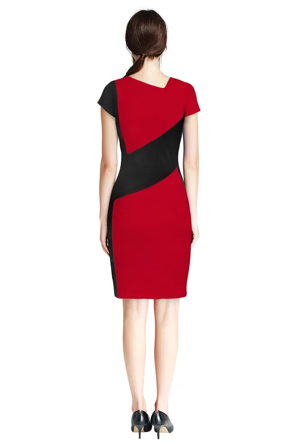 Red___Stretchable_Knitting_Dress_for_Women