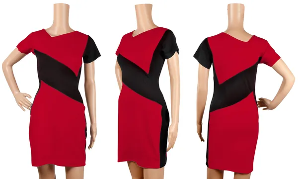 Red___Stretchable_Knitting_Dress_for_Women