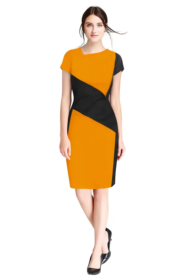 Yellow__Stretchable_Knitting_Dress_for_Women