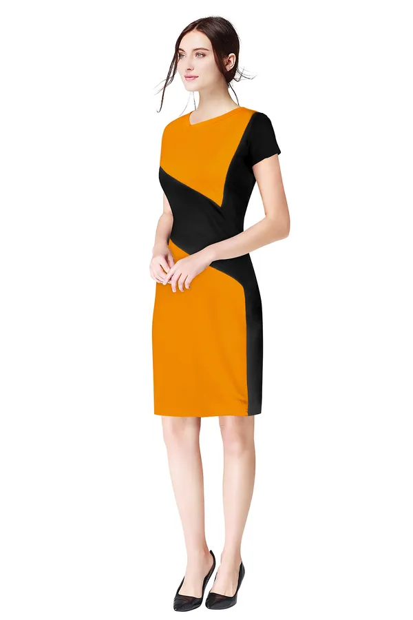 Yellow__Stretchable_Knitting_Dress_for_Women