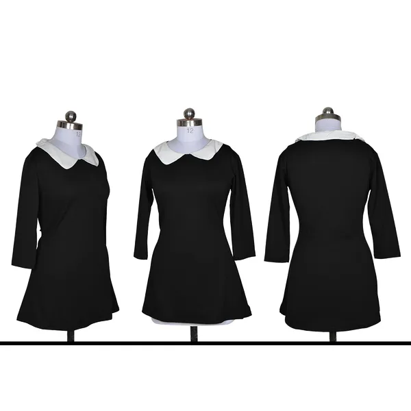 Black_Polyster_Knitting_Dress_for_Women
