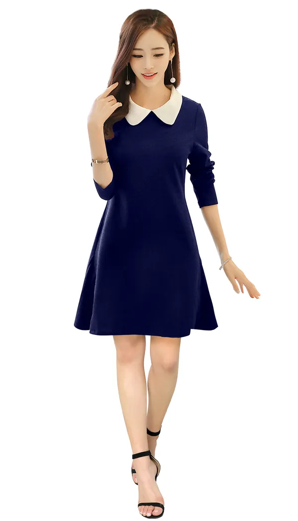 Peach_Polyster_Knitting_Dress_for_Women